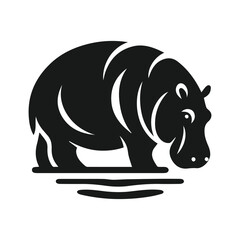 a silhouette of a hippo logo icon in white background