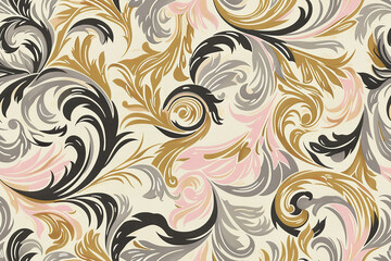 Classic baroque swirls in pastel tones