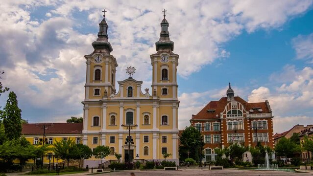 Minorite Catholic church in center of Miskolc, Hungary