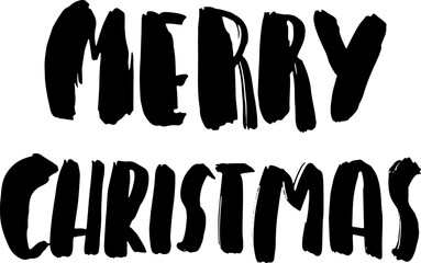 Merry Christmas Hand Drawn Modern Dry Brush Lettering.