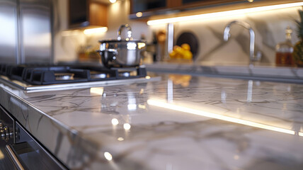 Fototapeta na wymiar Modern kitchen with marble countertop.