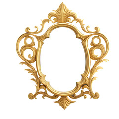 moldura vintage dourada de espelho de pé em formato diferente ,moldura de espelho retro, porta retrato isolado em fundo transparente