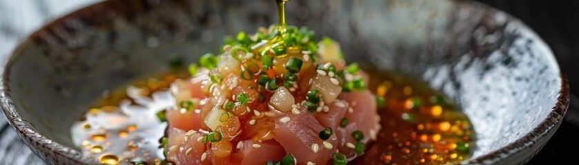 Elevate your taste experience with a dish delicately drizzled with ponzu