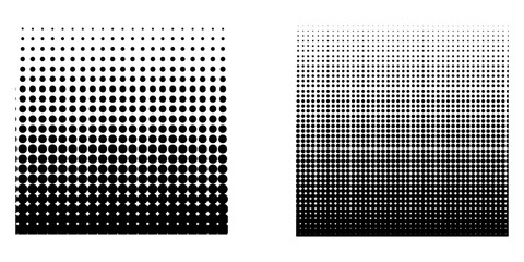 black white square halftone set - obrazy, fototapety, plakaty