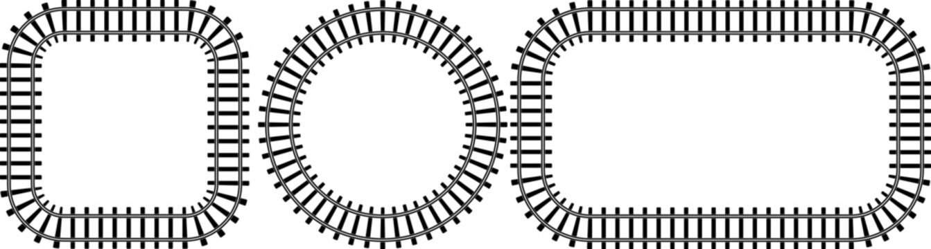 circle square rectangle Railway track frame set