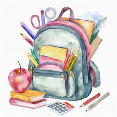 Plecak szkolny ilustracja - obrazy, fototapety, plakaty