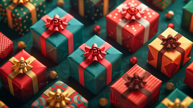 Wallpaper with isometric christmas gift boxes