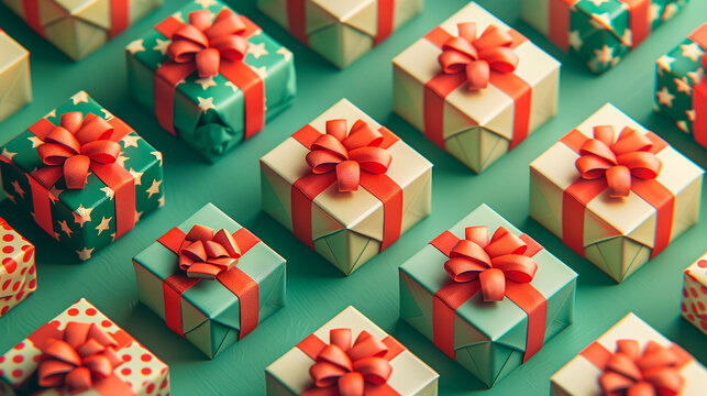 Wallpaper with isometric christmas gift boxes