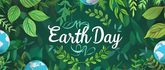 Fotobehang earth day banner background wallpaper with text 'earth day', 22 april celebration © Felippe Lopes