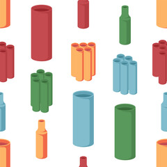 Shrinkable tubes vector cartoon seamless pattern.