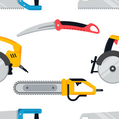 Handsaw vector cartoon seamless pattern.