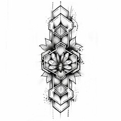 Detailed hexagonal honeycomb pattern with delicate line art and subtle shading tattoo design - obrazy, fototapety, plakaty
