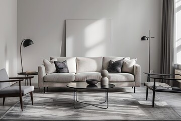 Elegant White Sofa in a Bright Living Space