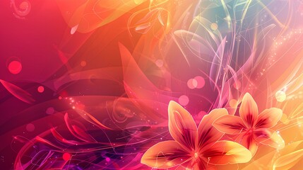 Fototapeta na wymiar Floral Fractal Explosion: Abstract background bursting with colorful flowers, depicting the beauty of nature in a vibrant summer palette