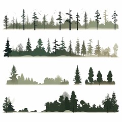 2 flat cartoon style forest tree 