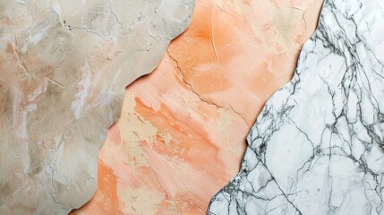 Unique marble and terracotta textures. Elegant natural stone pattern. Abstract combination of marble with terracotta.