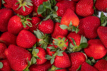 Strawberry. Fresh organic fruit berries background - 779752195