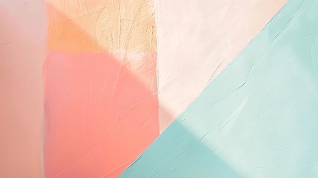 Fototapeta Abstract geometric shapes with gradient pastel colors. Stylish minimalist design with a gradient of pink, orange, and blue hues.