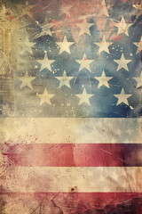 American flag and stars, vintage style, faded