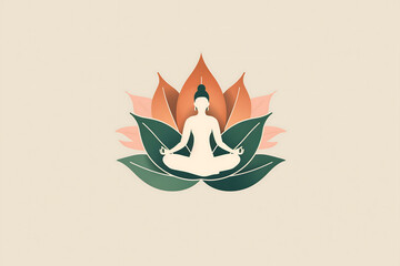 yoga logo and mandala in green and earth color.