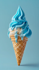ice cream cone with blue scoop