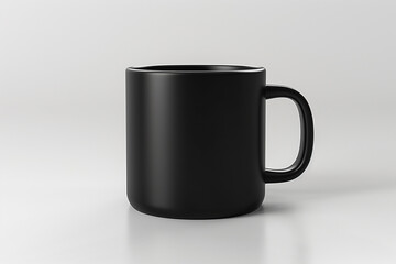 A sleek black mug showcased on a crisp white background, ready to bring your design ideas to life