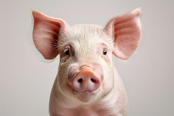 Closeup Cute little pig isolated on a white background