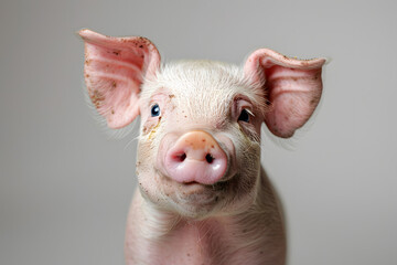 Closeup Cute little pig isolated on a white background