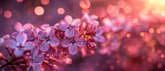 Blurred background with close-up of lilac flowers.