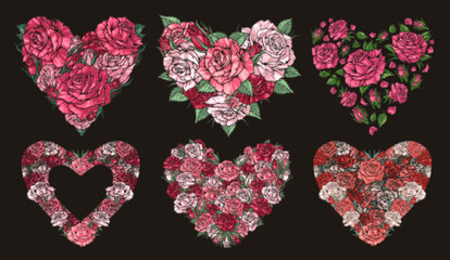 Floral valentines cards set colorful - obrazy, fototapety, plakaty
