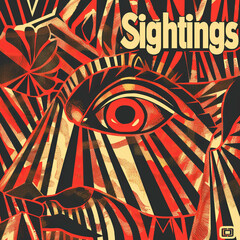 A single-colored backdrop features the word "Sightings" in bold font, with the silhouette of a person staring off into the distance.