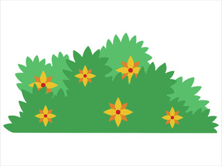 Green Bushes Grass Landscape Illustration
