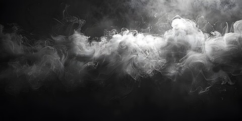 Fototapeta premium Ethereal Smoke Patterns Against Stark Black Background Creating Mysterious and Captivating Atmospheric Scene with Copy Space
