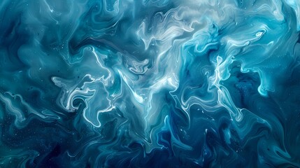 Turquoise waves crash into swirls of indigo, creating a visually captivating abstract representation of an oceanic dreamscape.