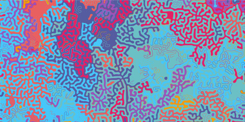 Obraz premium Abstract truing organic wallpaper Turing reaction diffusion monochrome seamless pattern with chaotic motion. Generative algorithm psychedelic background. Reaction-diffusion or truing pattern forma