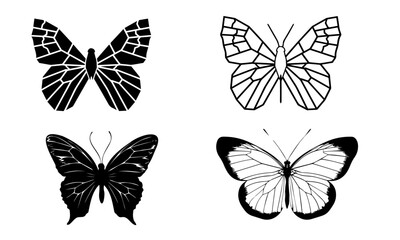  butterfly silhouette with basic geometric elements