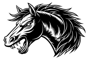 horse-angry-had--whit-background vector
