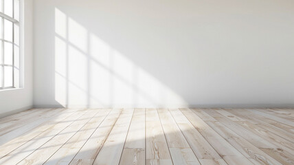 empty room with light wood floor and white wall