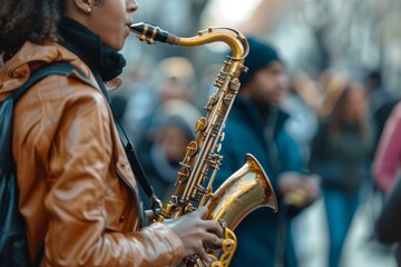 Musician's Performance Captivating Diverse Group of Listeners