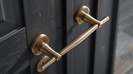 Innovative design close-up of Wickes door handles paired with secure latches, blending aesthetics with enhanced door security solutions - obrazy, fototapety, plakaty