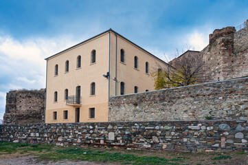 The Heptapyrgion or Yedikule (Seven Towers), a former fortress, later a prison and now a museum in Thessaloniki, Greece. View of the external building and part of the walls.
