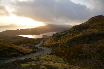 sunset in the mountains at Isle of Skye