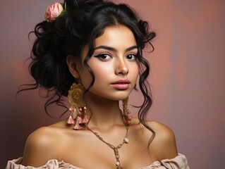 Woman Adorned With Flower in Hair