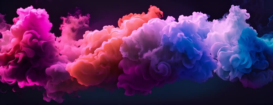 magenta and pink fluffy pastel ink smoke cloud against black background 4K Video