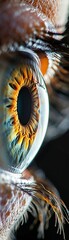 Human eye retinal details through a glass lens