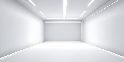 A simple white room with light streaming down from the ceiling