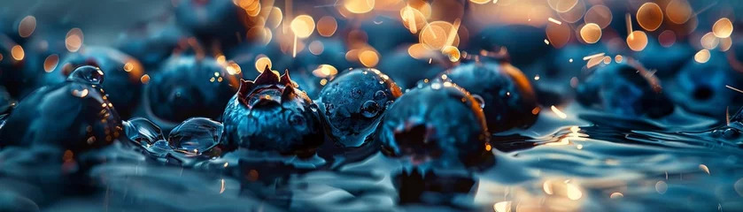 Foto op Plexiglas Blueberries with mechanical water drenched spirals © AlexCaelus