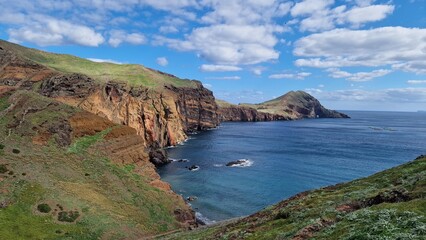 Saint Laurent Peninsula on Madeira Island is a stunning natural enclave, renowned for its rugged cliffs and breathtaking coastal views - obrazy, fototapety, plakaty