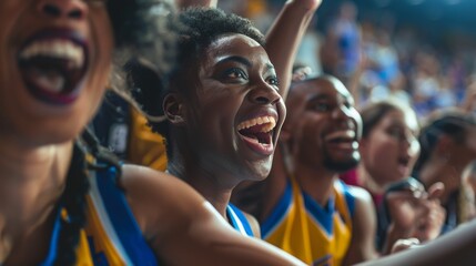Fans enjoying in the stands of a stadium, enjoying a sports event