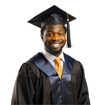 cheerful african american guy in graduation costum